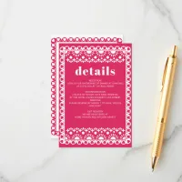 Mexican Fiesta Pink Papel Picado Boho Wedding Enclosure Card