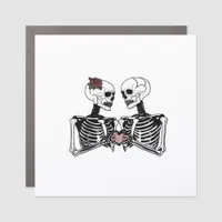 Romantic Skeleton Couple Gothic With Heart Hands Car Magnet