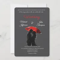  Romantic Parisian Red Umbrella  Love Silhouette Invitation