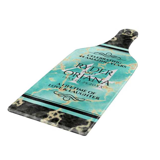 Elegant 44th Turquoise Wedding Anniversary Cutting Board