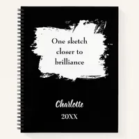 Sketchbook inspirational quote black white notebook