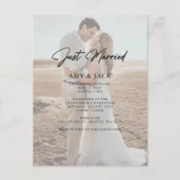 Simple Modern Photo Eloped Wedding Announcement   Postcard