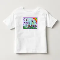 Girl's Name Hannah  Whimsical Flowers, Rainbow  Toddler T-shirt