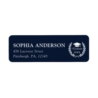 Classy Navy Blue Custom Graduation Return Address Label