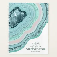 Agate Geode Glitter Wedding Plans Teal ID647 Planner