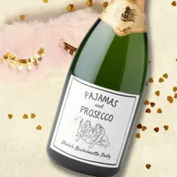 Pajamas & Prosecco Personalized Bachelorette Party Sparkling Wine Label