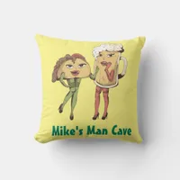 Funny Sexy Taco and Beer| Your First Name Man Cave Throw Pillow