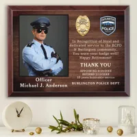 Police Retirement Custom Law Enforcement Officer Award Plaque