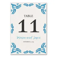 Mexican Talavera Turquoise Minimalist Wedding Table Number