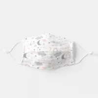 Cute Pink And Gray Rainbow Stars Moon Adult Cloth Face Mask