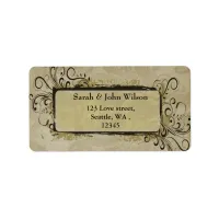 vintage wedding green, return address label