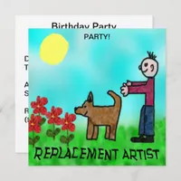 Funny Childlike Replacement Artist Birthday Invitation