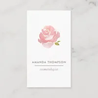 Chic Watercolor Blush Pink Rose Business Card