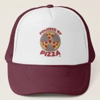 Powered By Pizza Funny Food Logo Art Trucker Hat