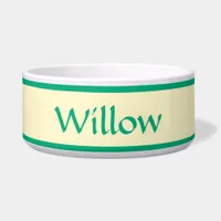 Personalized Green and Soft Yellow Pet Bowl