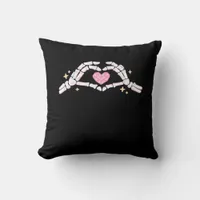 Skeleton Hands Heart Funny Throw Pillow