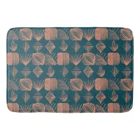 Bold Caribbean Tribal Mudcloth: Teal, Coral Throw Bath Mat