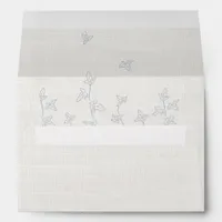 Linen Look Background Design With Blue Ivy Leaf  Envelope