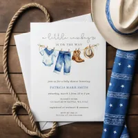 Little Cowboy Is On The Way Boy Baby Shower Invitation