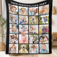 Modern Photo Collage Customized Family 20 Picture Fleece Blanket