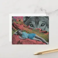 Woman and Wolf in Nature Postcard