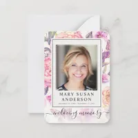 Floral Funeral Memorial Photo Prayer Card