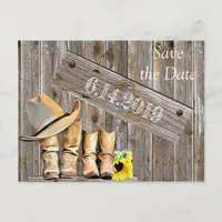 Cowboy Boots and Sunflowers Save the DateWedding P Postcard