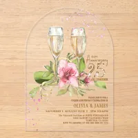 Luxury Magnolia Watercolor Acrylic Anniversary Invitations