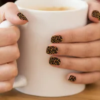 Leopard Print with Gradient Gold Minx Nail Art
