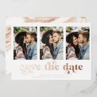 Modern Rose Gold Foil Marble Save the Date Foil Invitation