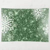 Snowflakes on Glitter Green ID454 Trinket Tray