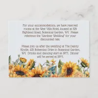 Dusty Blue Sunflower Wedding Details Card