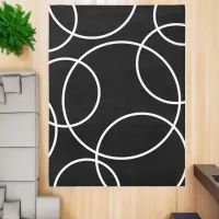 Black White Circles Geometric Abstract Modern Rug