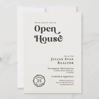 Black & White Chic Typography Business Open House Invitation