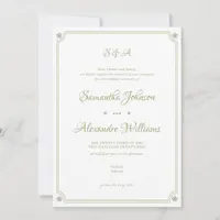 Green Garden Minimalist Script Wedding Ceremony Invitation