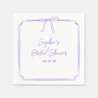 Cute Purple Simple Girly Bow Bridal Shower Napkins