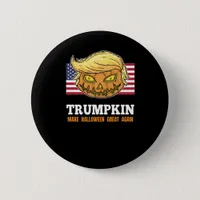 Trumpkin Halloween Pumpkin With Flag Scary Design  Button