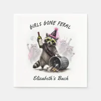 Girls Gone Feral Bride Raccoon Bachelorette Napkins