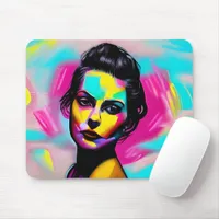 Colorful Graffiti Art | Beautiful Fierce Woman Mouse Pad