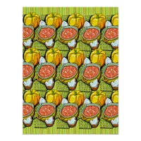 Pumpkins, Soup and Striped Background Glossy Poster