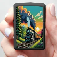 Steam Engine Sunset Zippo Lighter