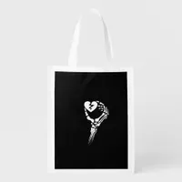 Skeleton Hand Holding Heart Grocery Bag