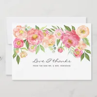 Watercolor Peonies Wedding Thank You Card