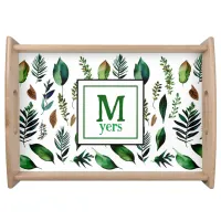 Green Foliage Botanical Nature Personalized Serving Tray