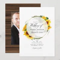 Watercolor Sunflower Rustic Geometric Wedding Invitation
