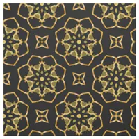 Shiny Luxurious Gold and Black Moroccan Mosaic Fabric