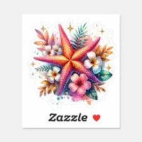 Pink, Blue and Gold Coastal Starfish Beachy Sticker