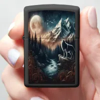 Wolf's Moonlight Serenade Zippo Lighter