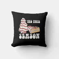 Tis The Season Christmas Tree Groovy Retro Vintage Throw Pillow