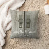 Double Barn Doors Country Wedding Throw Pillow